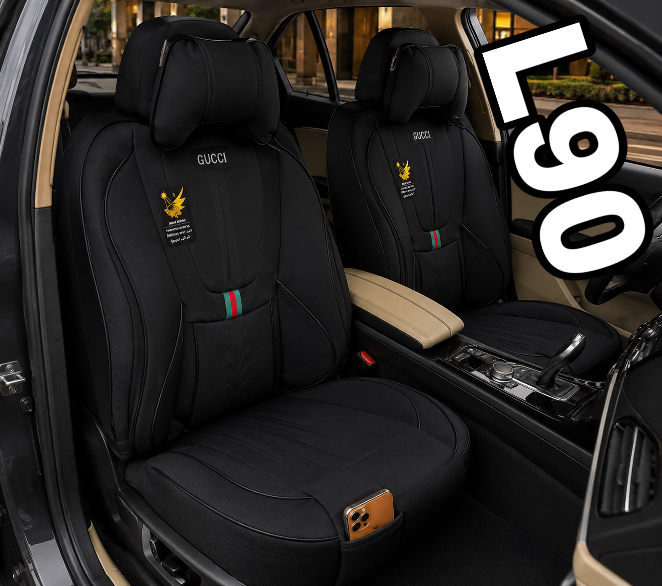 روکش صندلیL90 ال۹۰برزنتی سنگین گرم بالا درجه۱مدل گوچی فول طبی خلبانی باجای موبایلی پدطبی سروگودی کمرمتریال عالی مناسبL90