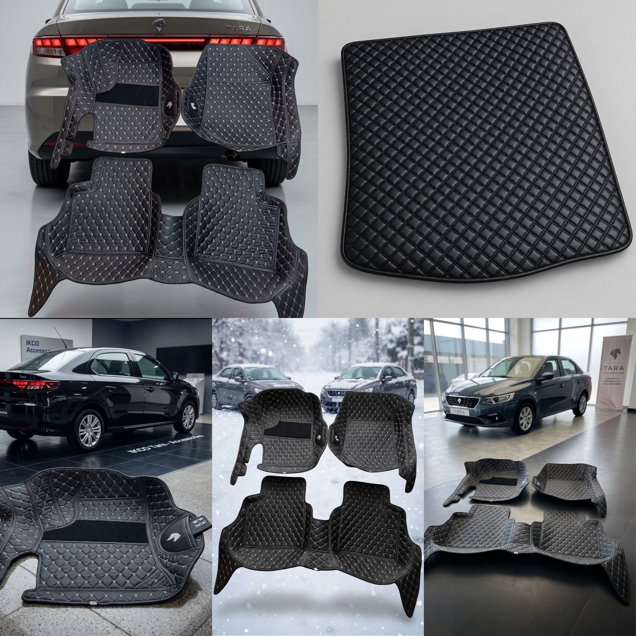 کفپوش تارا7بعدی چرم گلدوزی باصندوق اسکن فیت درجه۱ضدآب قابل شستشووانعطاف متریال وکوالیتی بالاوعالی مناسب تارا